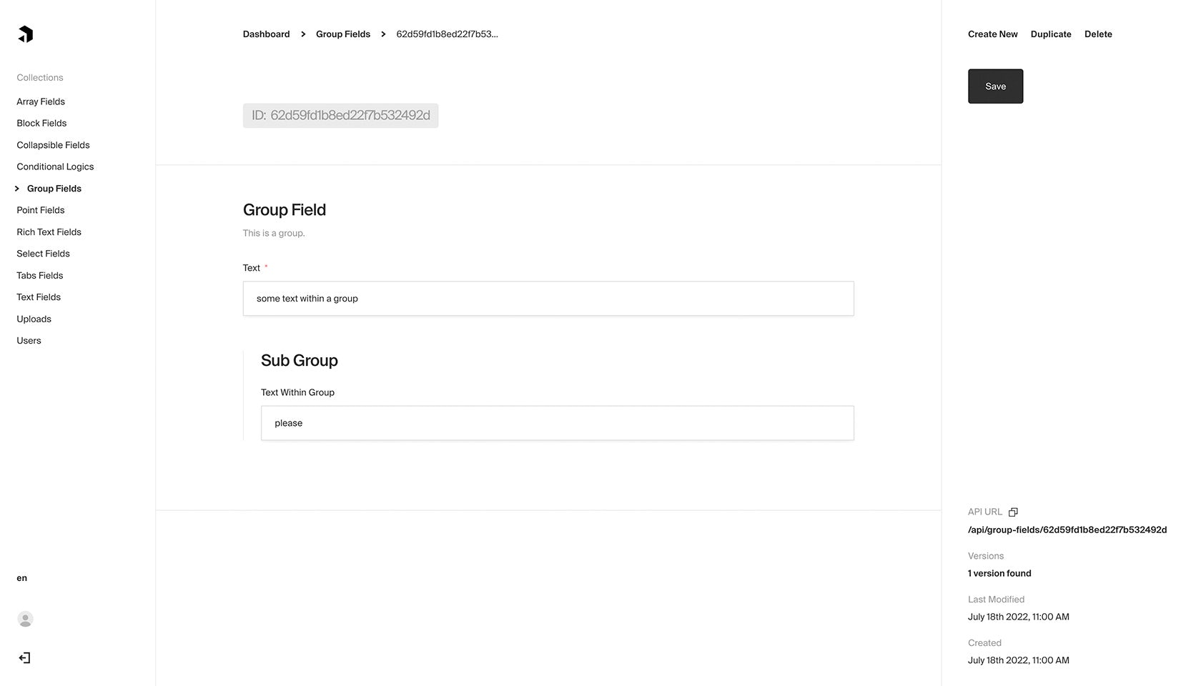 Payload Groups Screenshot