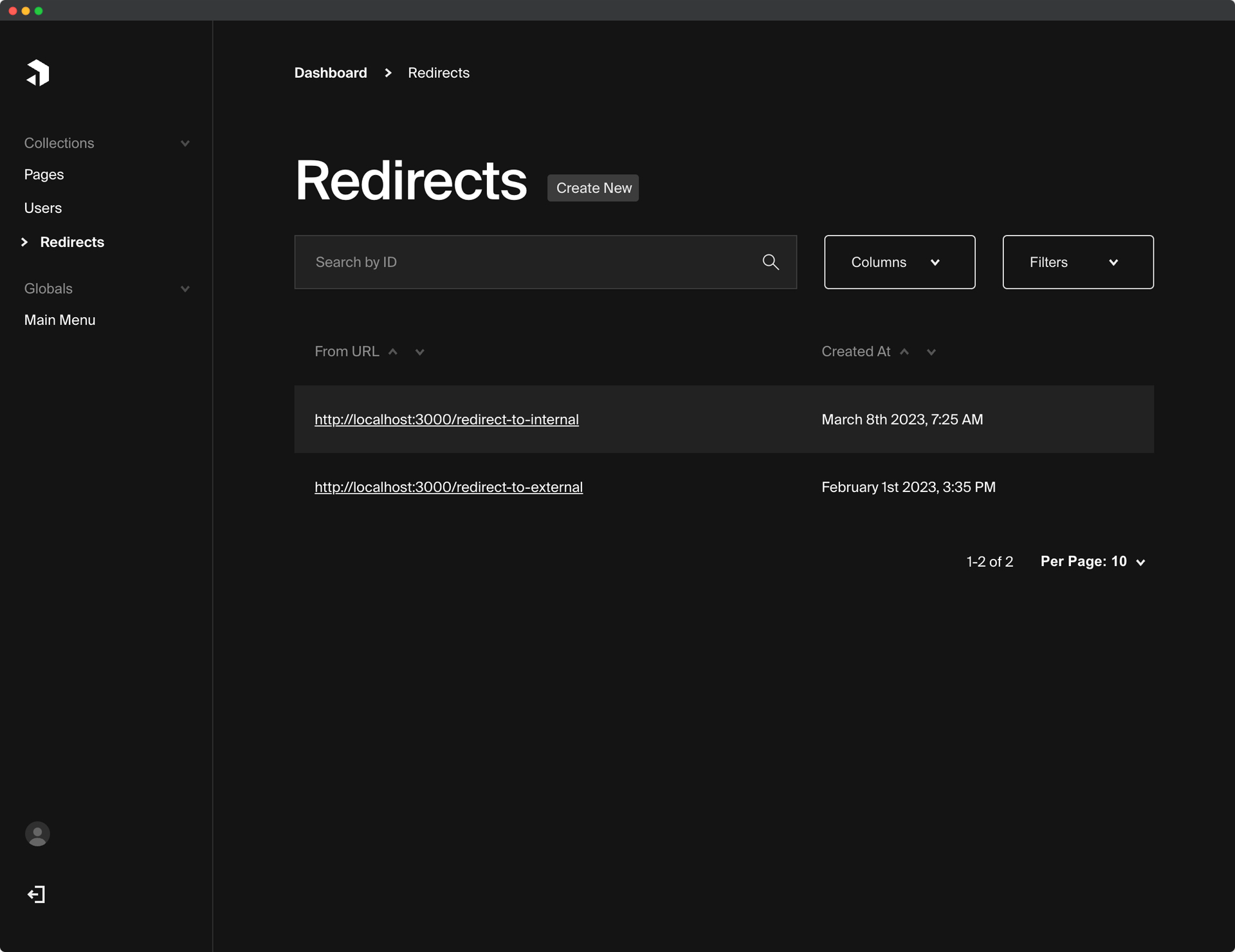 Redirects Collection Screenshot