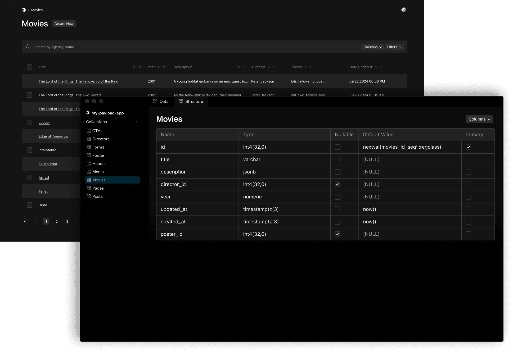 Payload's simple database structure