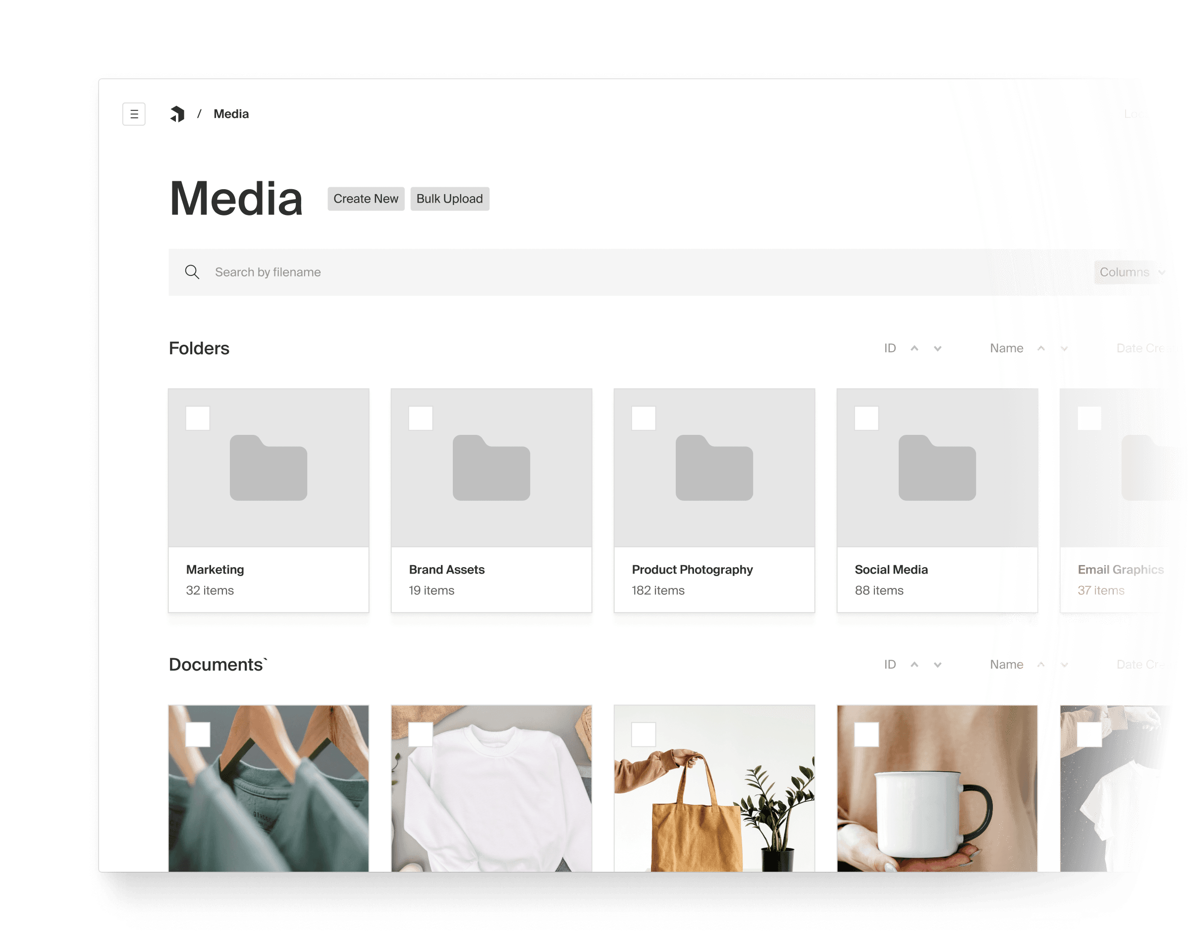 Folder view of a media collection.