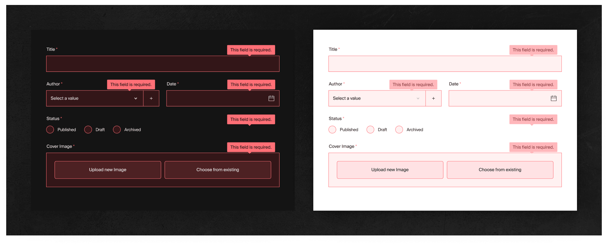 Error States UI Example within Payload