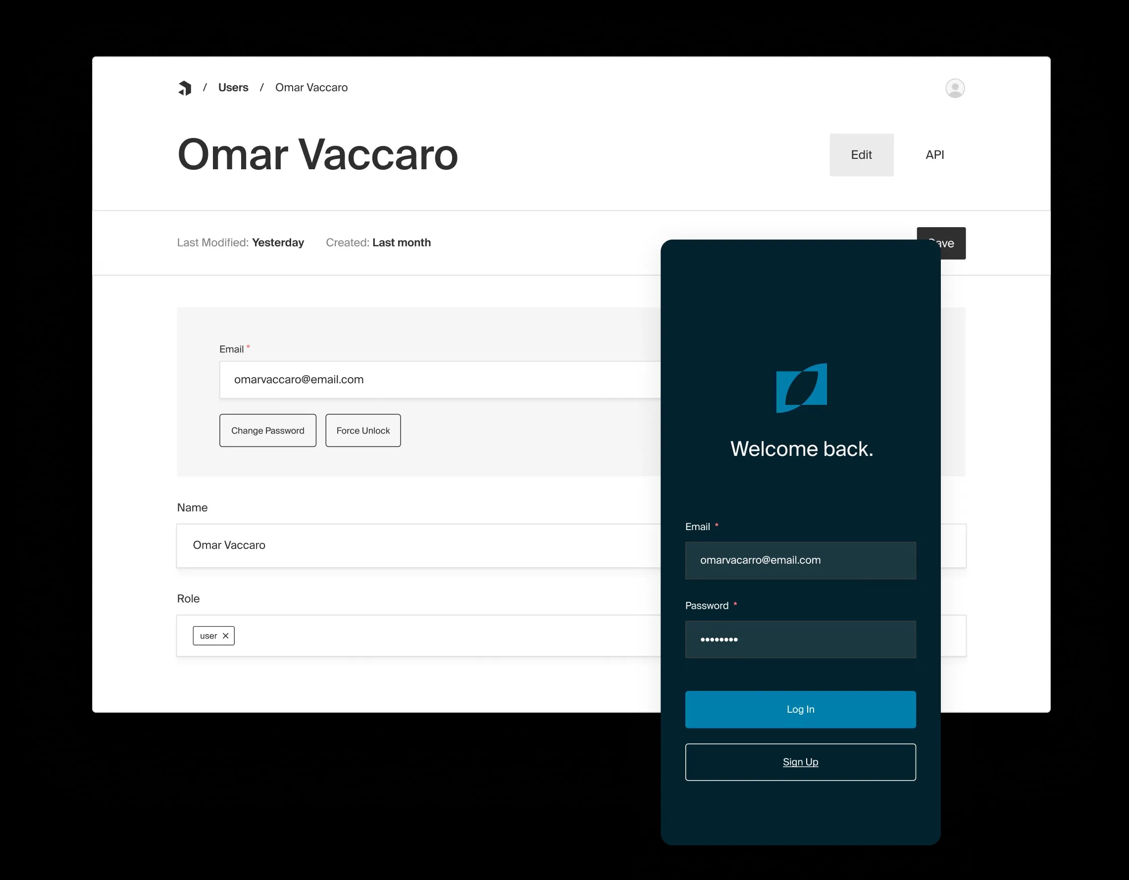 Authentication admin and external login