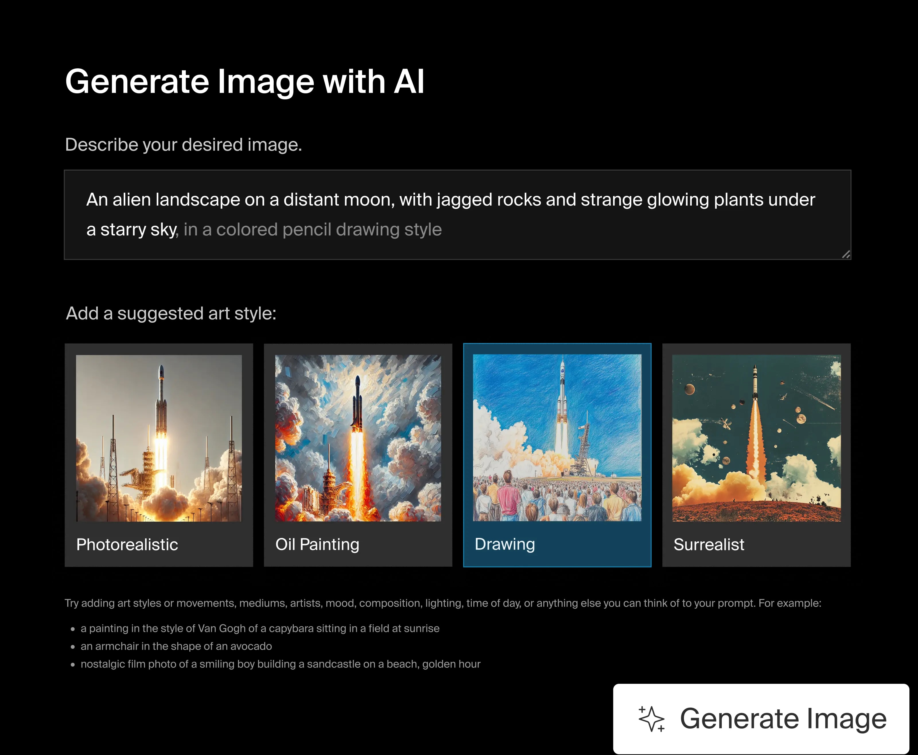 AI image generation