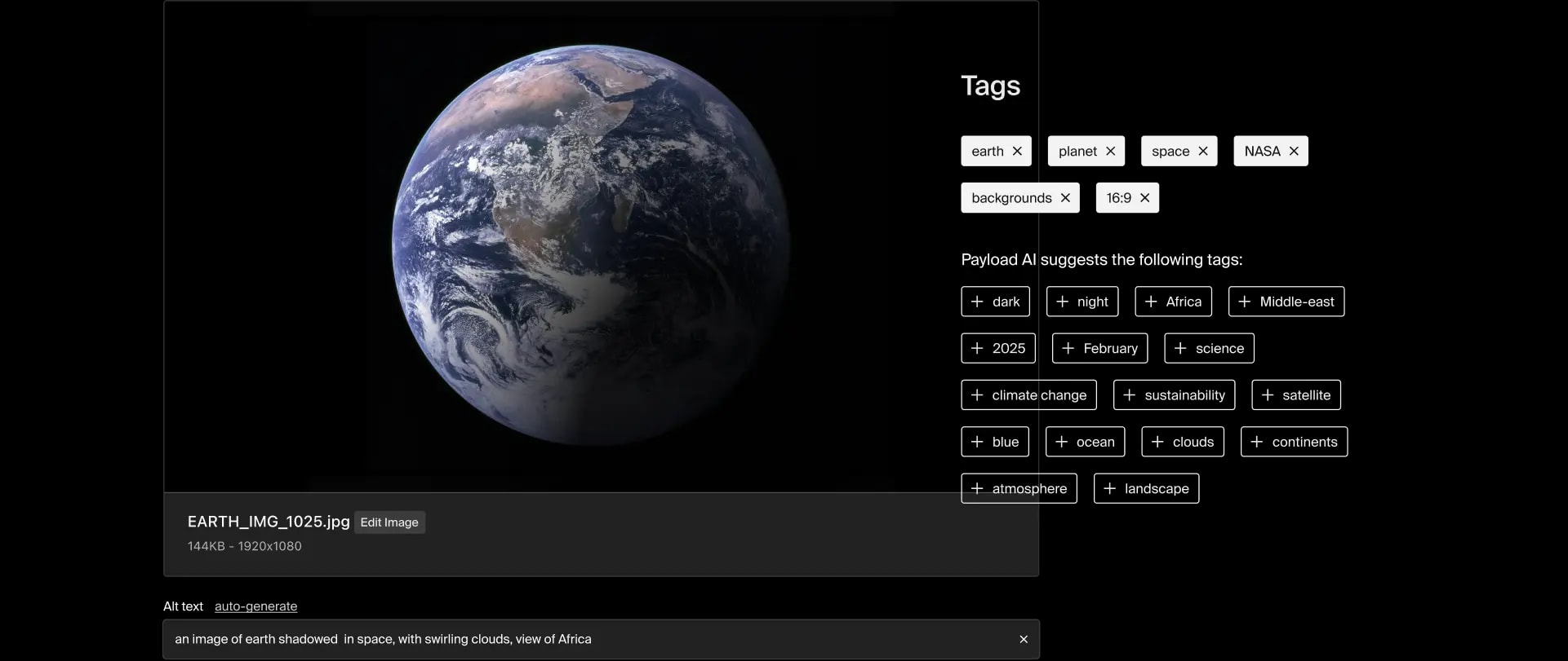 use Payload AI Search to auto-tag images
