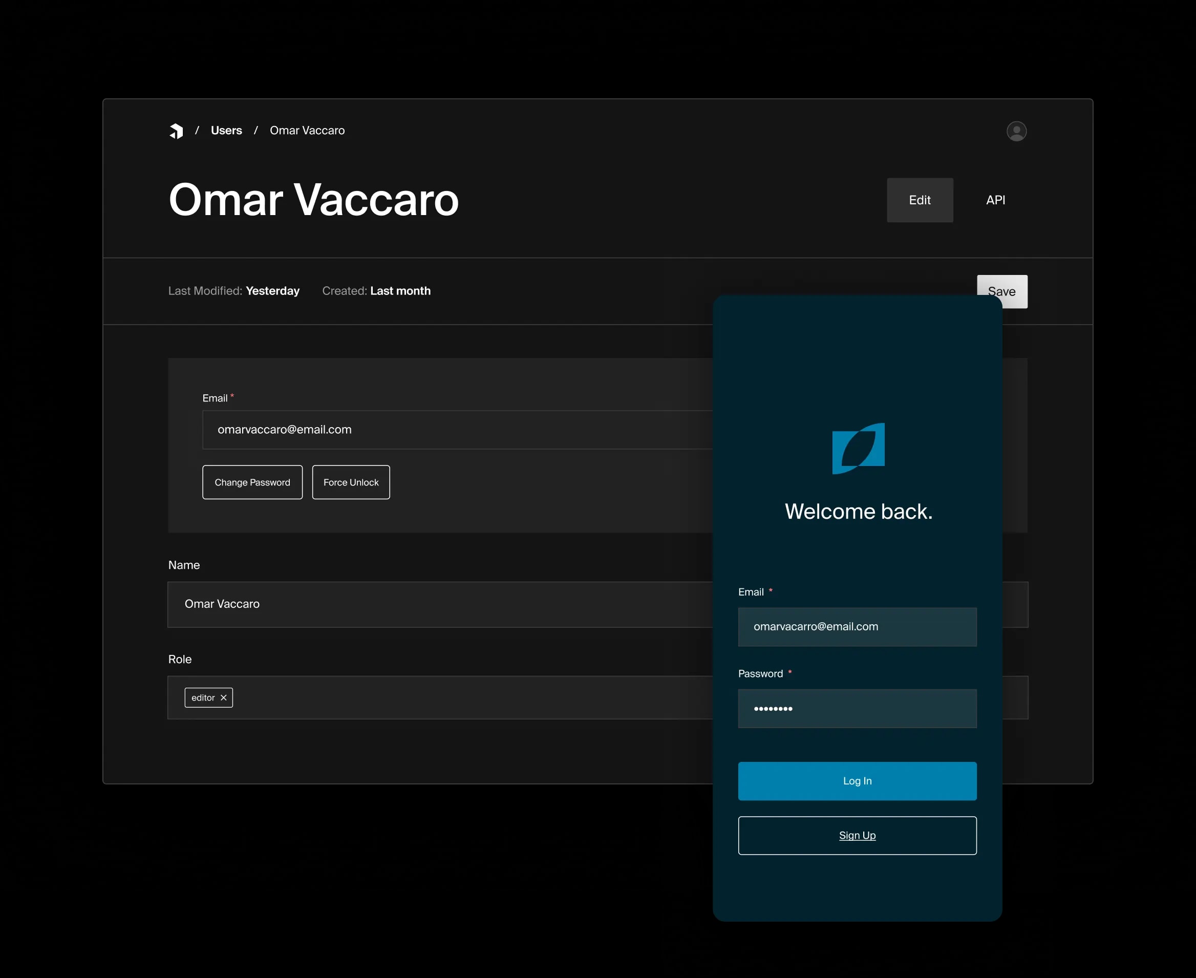 Authentication admin and external login