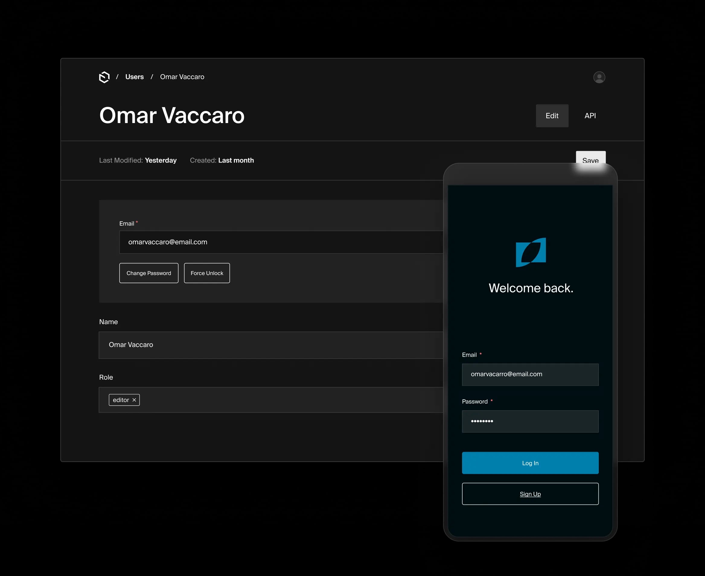 Authentication admin and external login