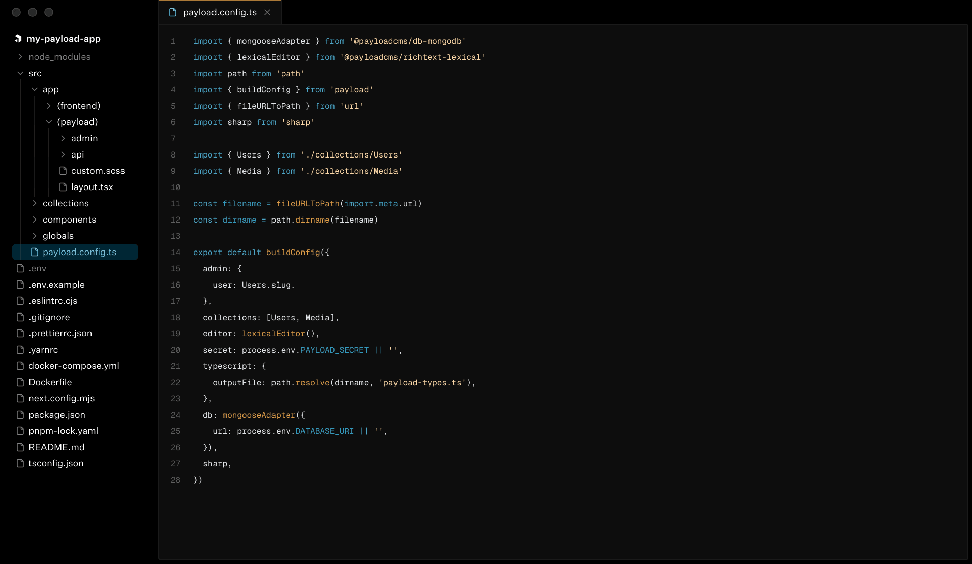 payload config code example