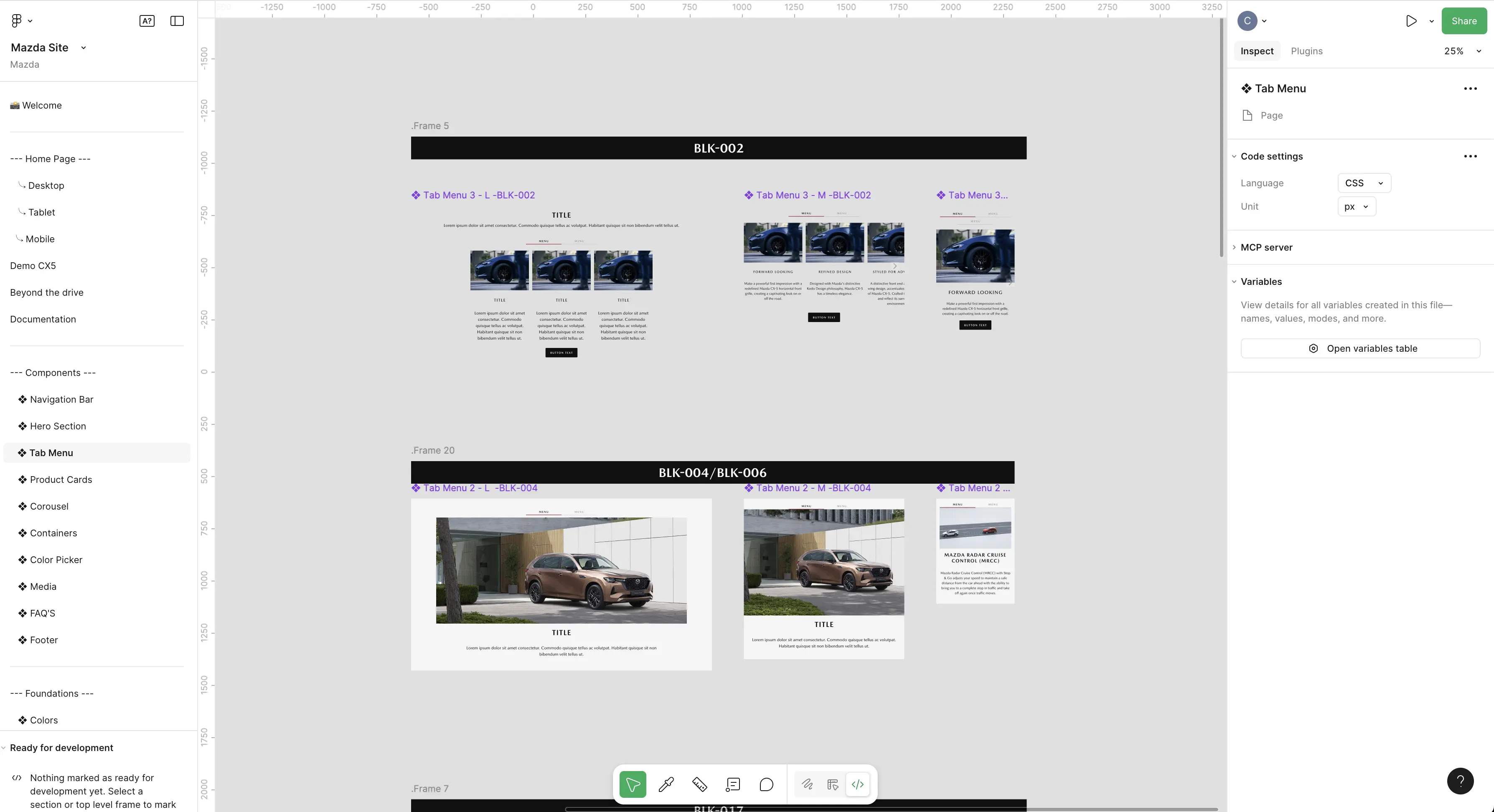 Mazda's Tab Components in Figma