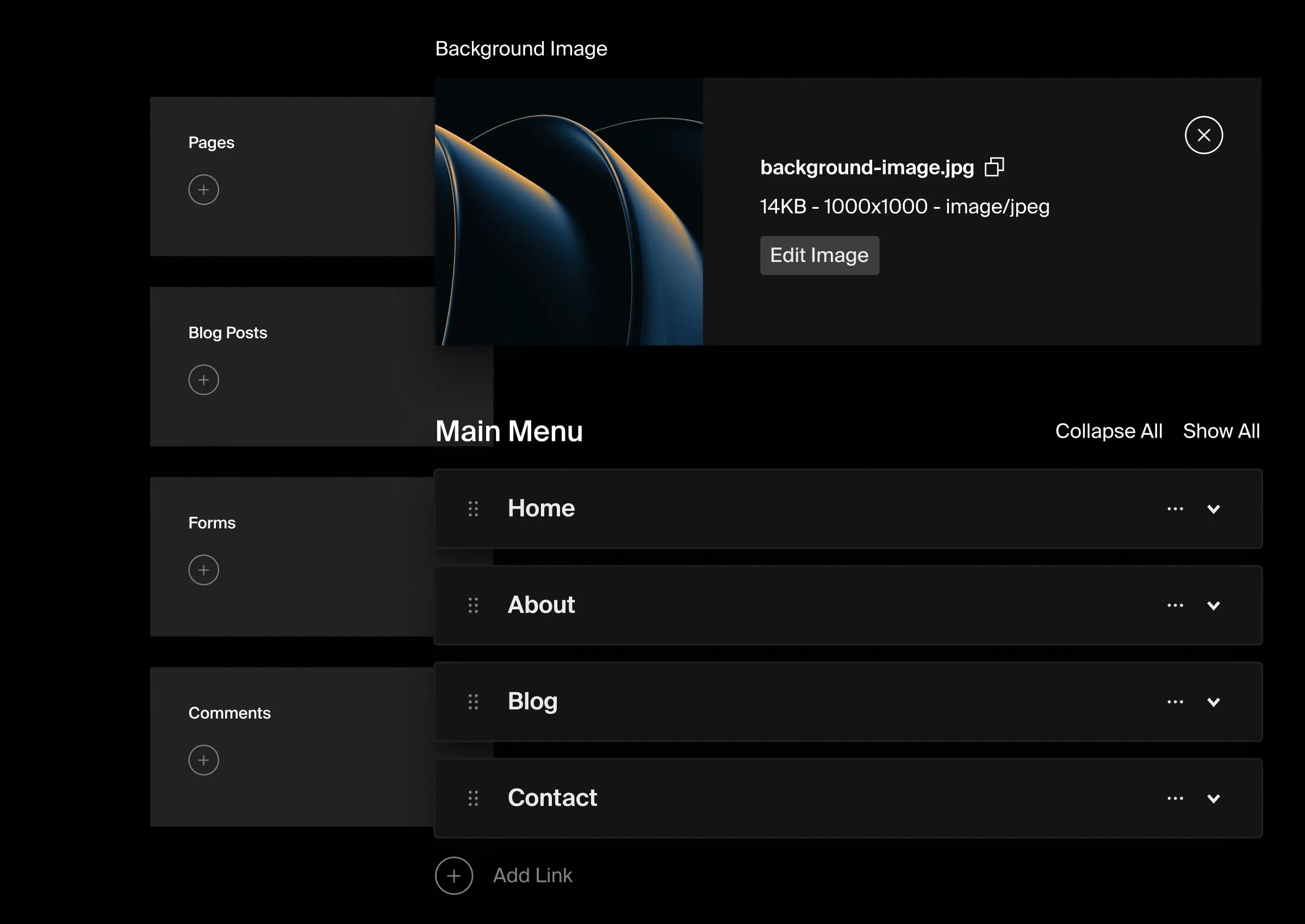 A collage of Payload admin panel components.