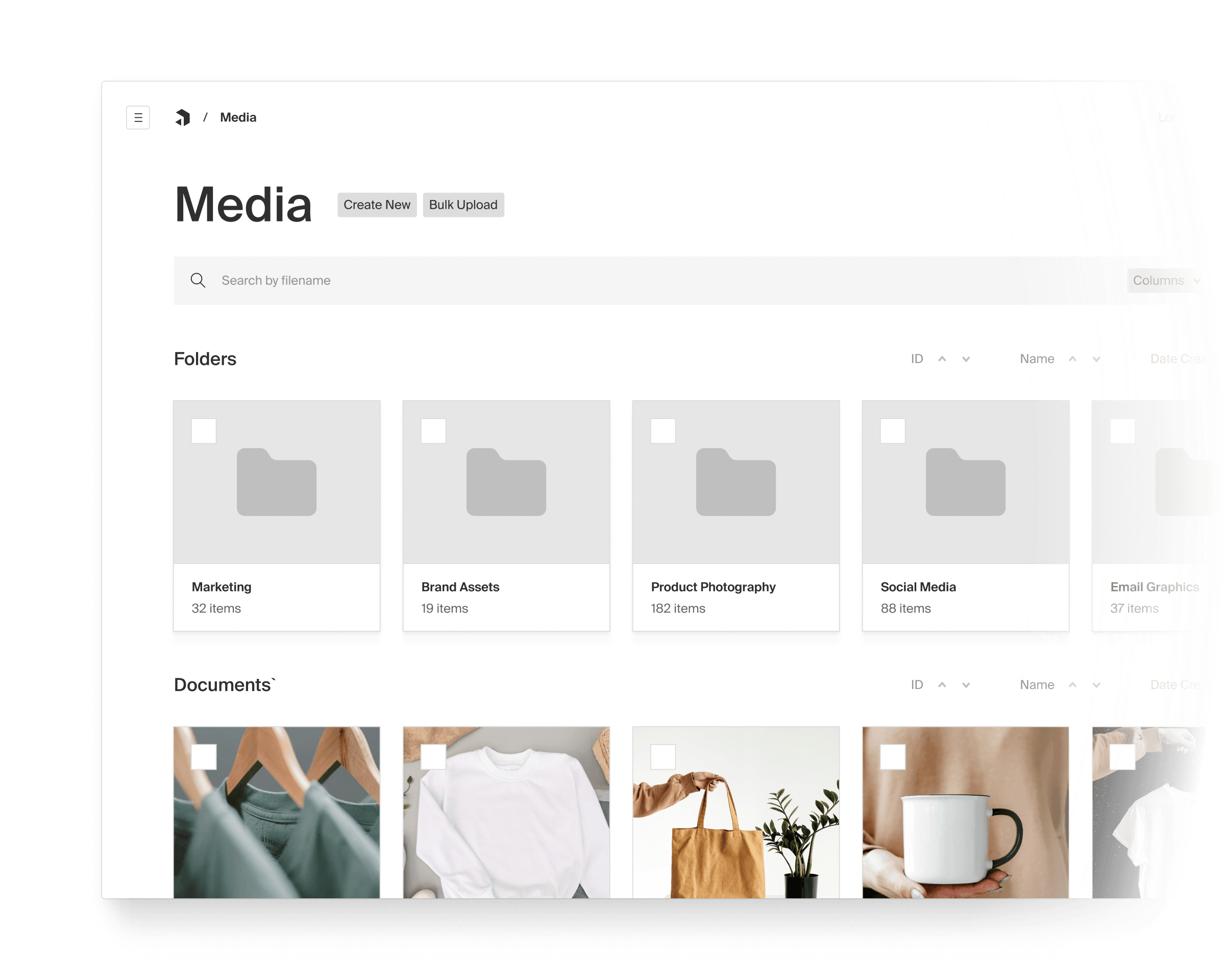 Folder view of a media collection.