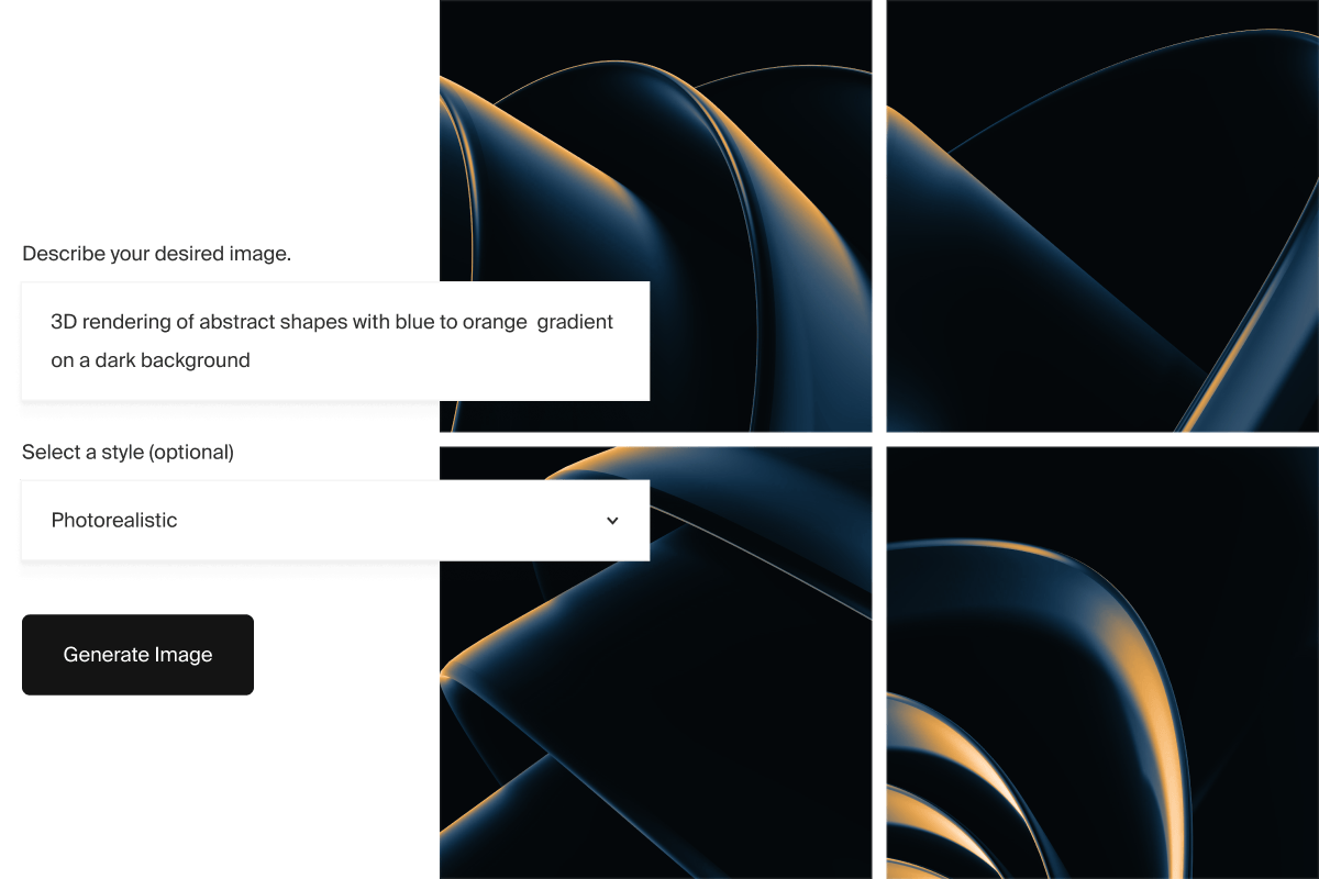 A dialog for generating images in Payload using AI.