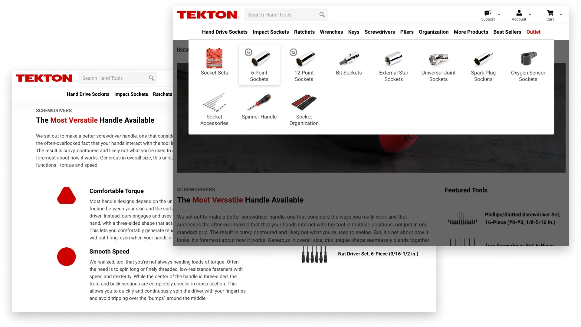 Screenshots of Tekton's website.