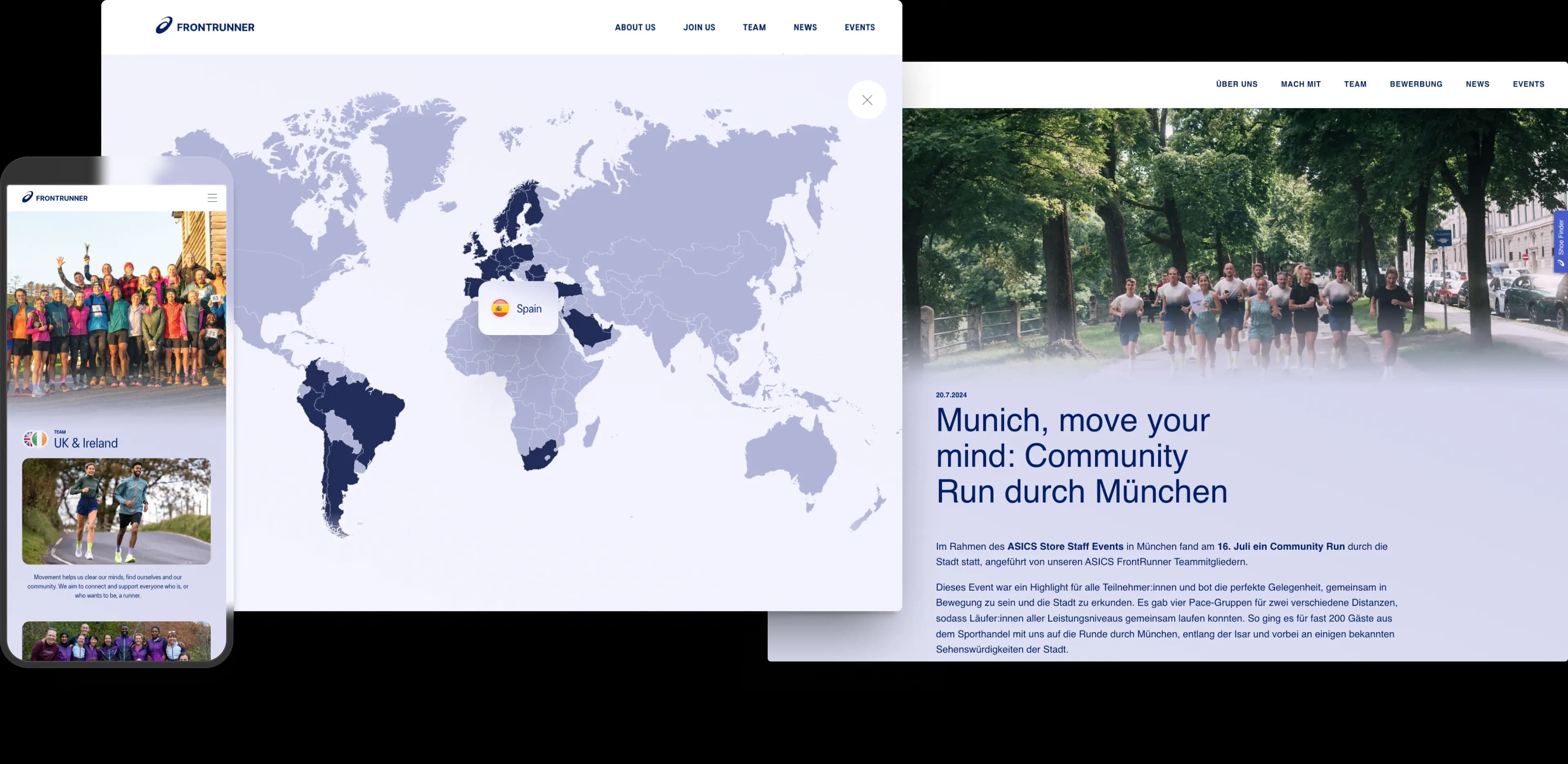 ASICS Frontrunner interactive map and regional sites