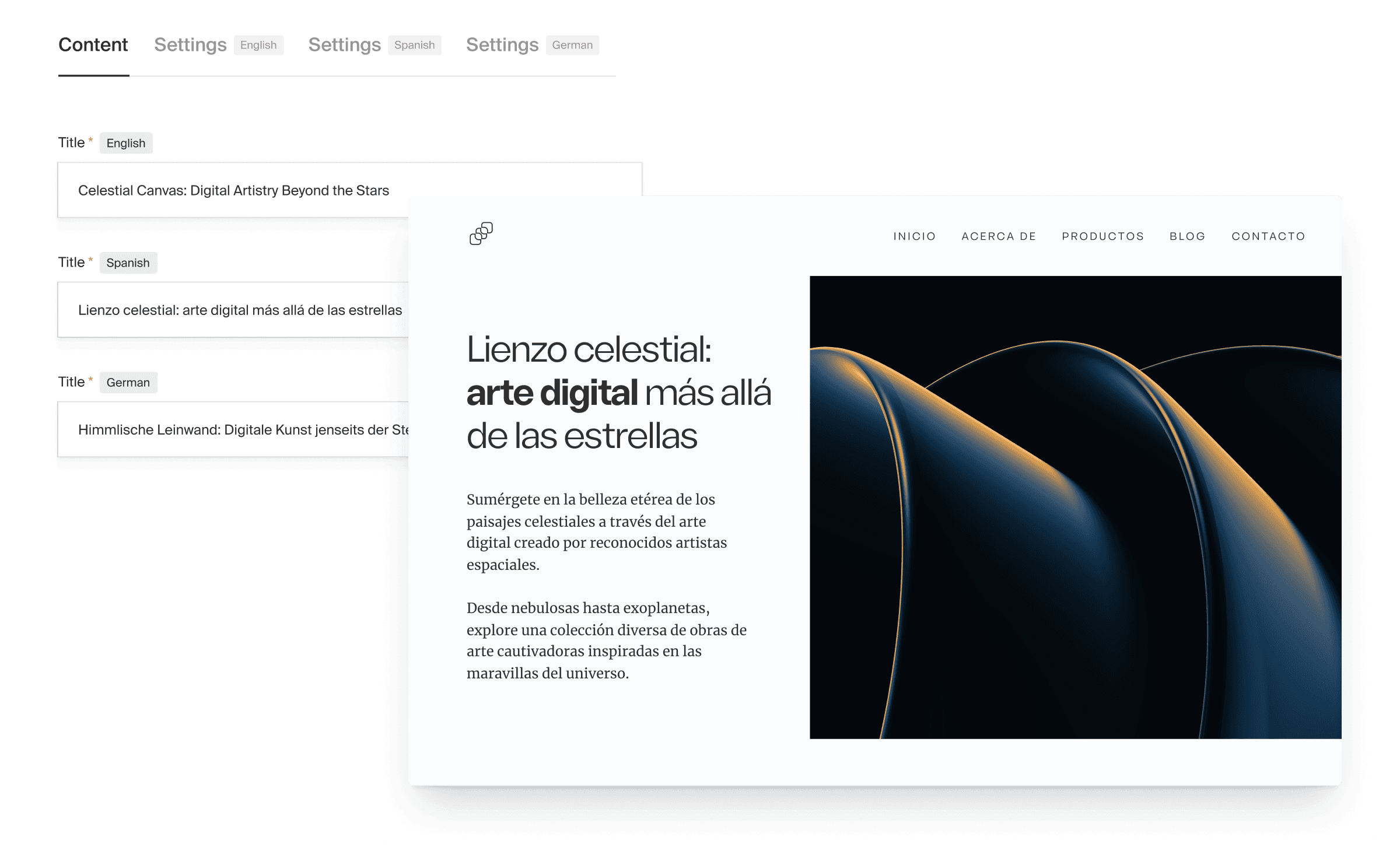 A translated page based on fields