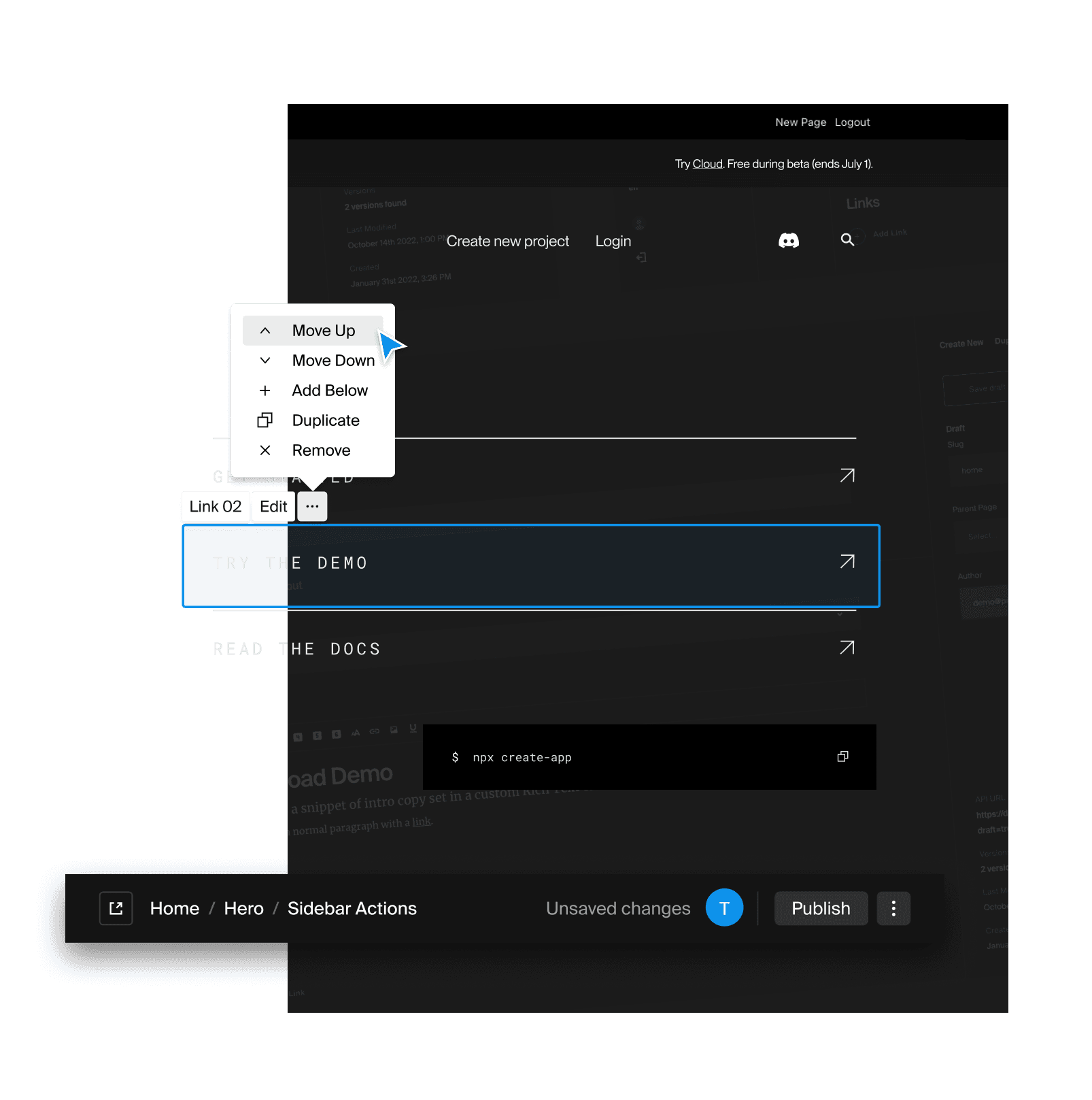 visual editing reordering menu and toolbar