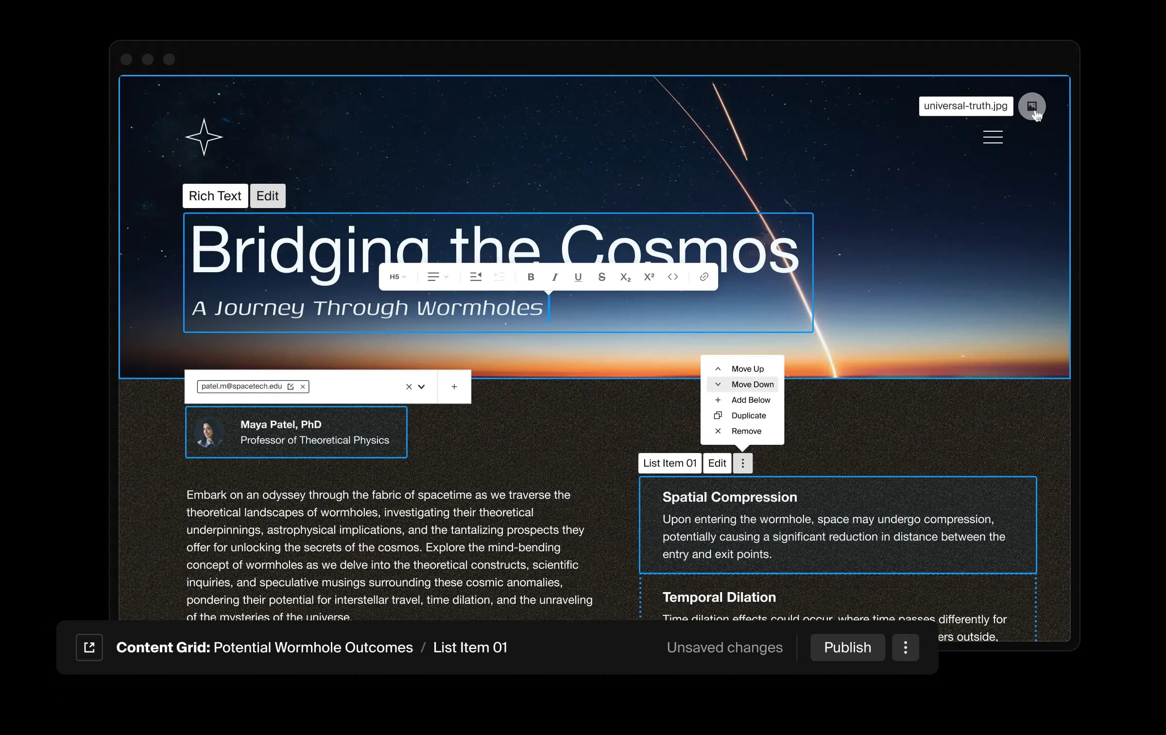 Use Payload Visual Editing to update rich text, relationships, media, and more